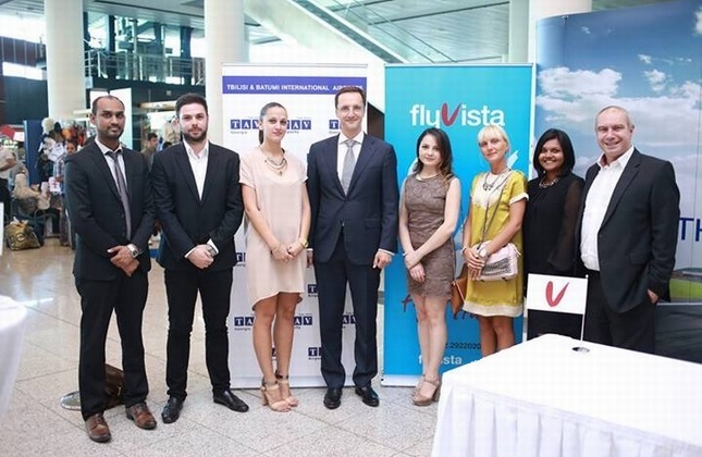 مراسم افتتاح پروازهای هواپیمایی 'فلای ویستا' در فرودگاه بین المللی تفلیس